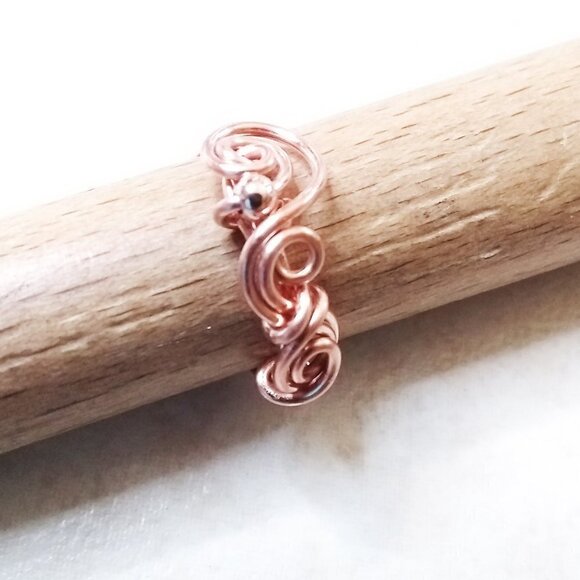 Ultra Feminine Swirls & Curls! Uniquely Handmade Copper Wire Wring Sz 6 - Picture 2 of 6